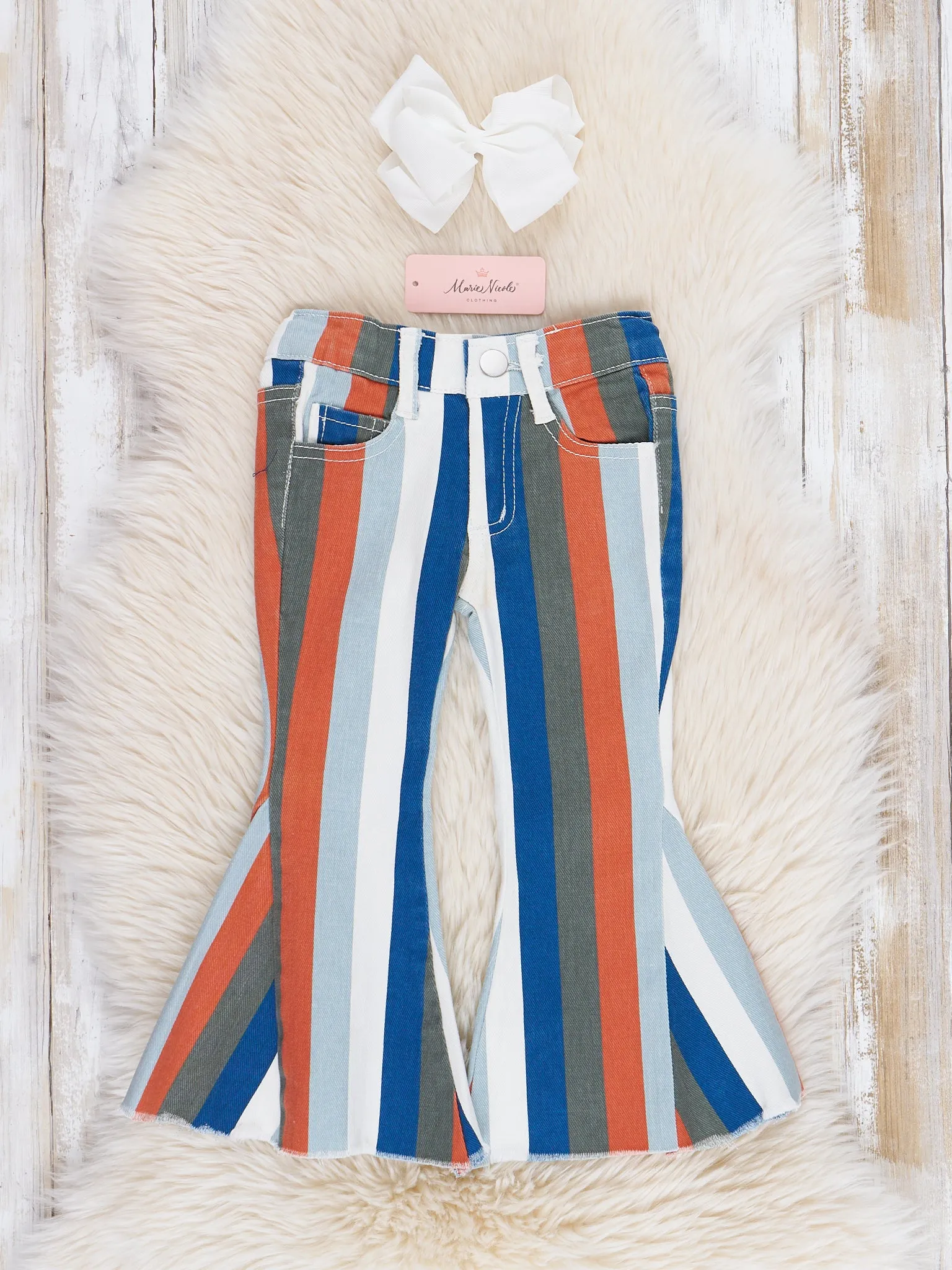 Fall Stripe Denim Bell Bottoms