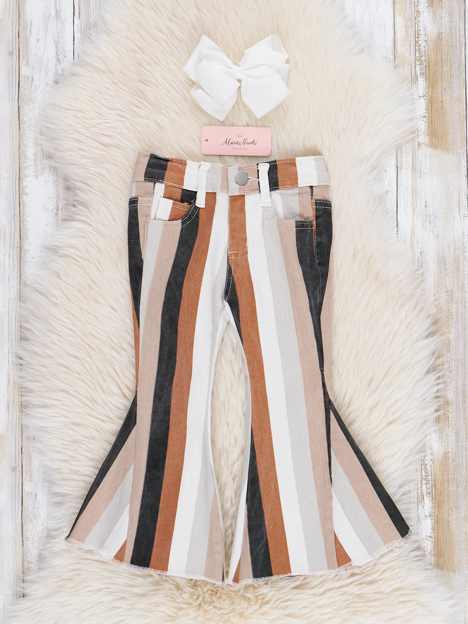 Fall Stripe Denim Bell Bottoms