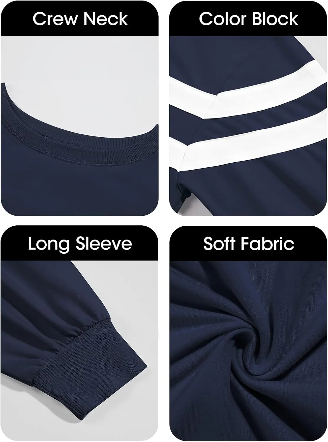 Fisoew Womens Oversized Sweatshirt Long Sleeve Crew Neck Casual Striped Pullover Sweatshirt Dress