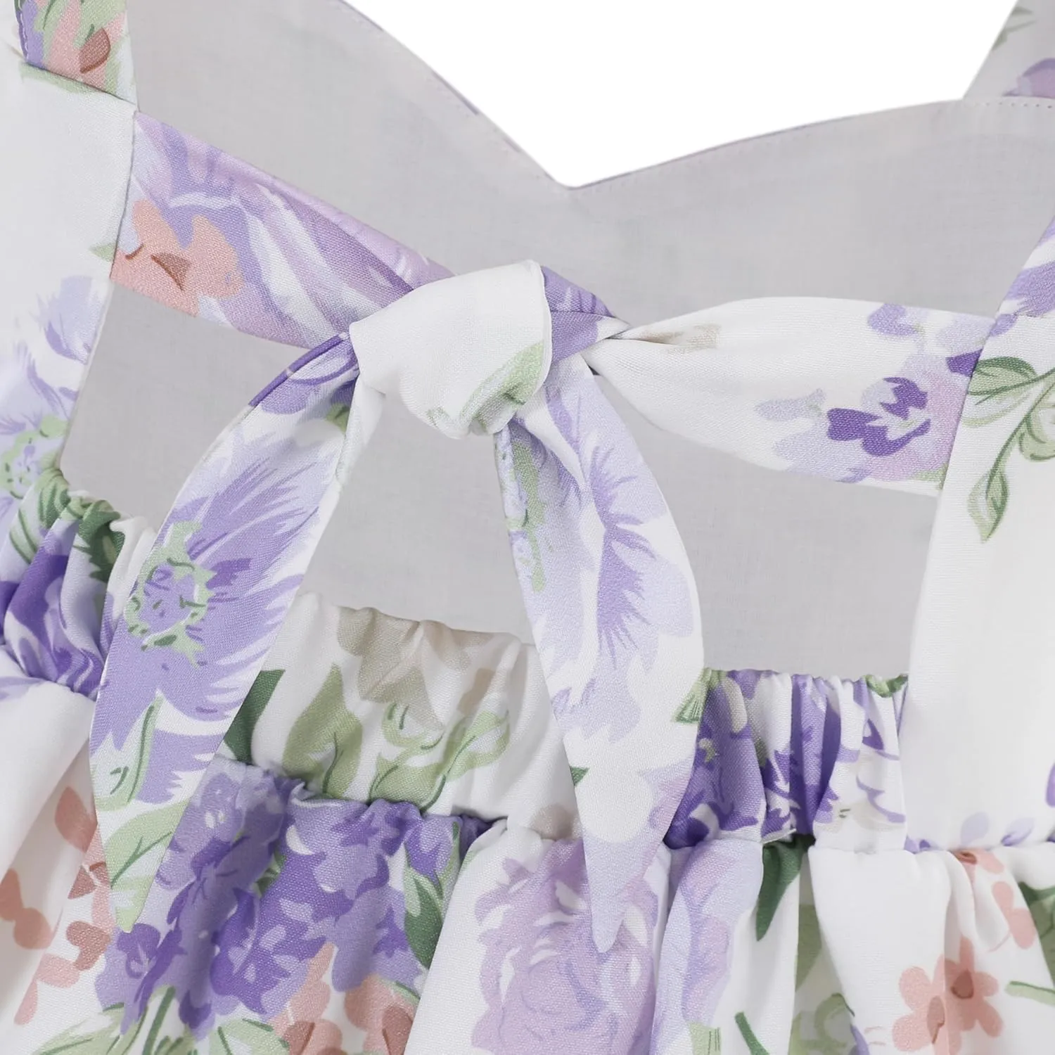 Flofallzique Summer Girls Floral Dress Ruffle Sleeve Tie Back Vintage Toddler Birthday Tea Party Dresses