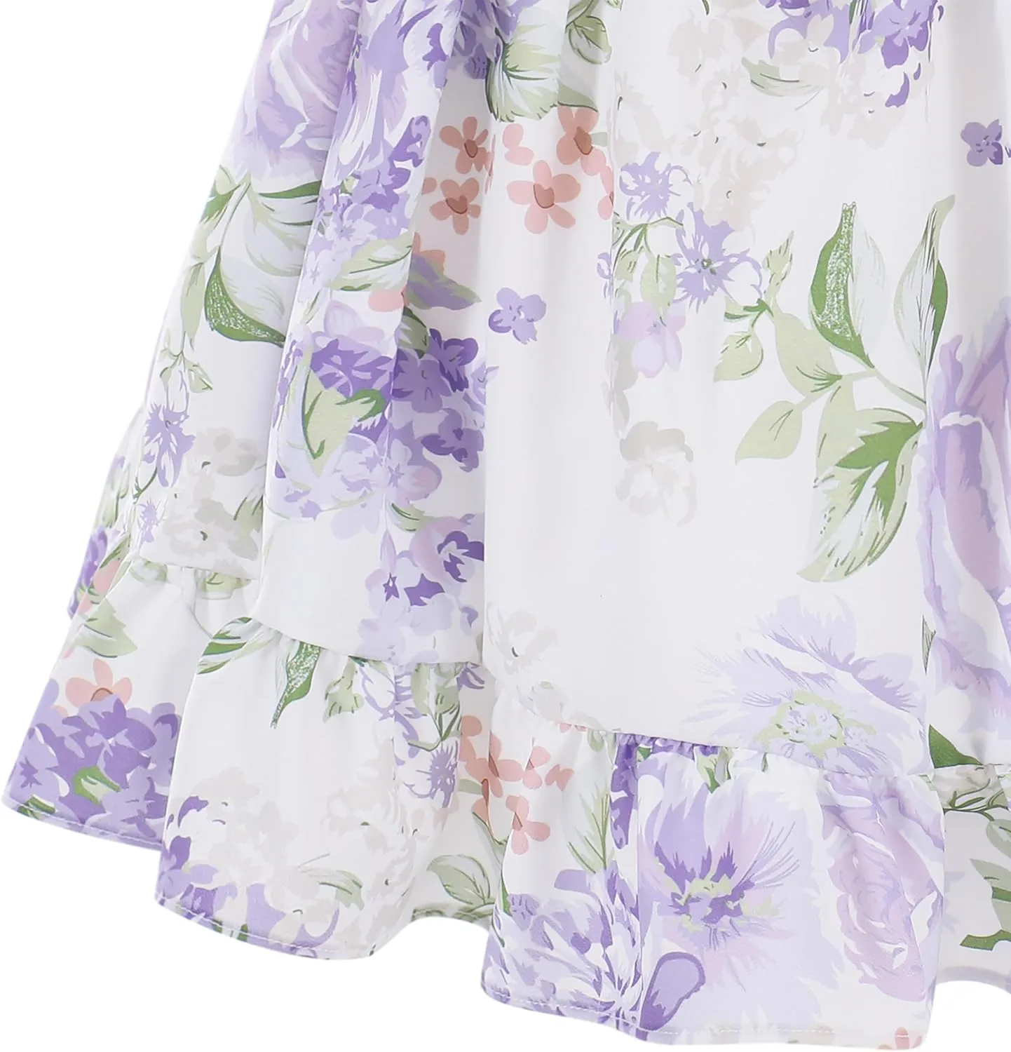 Flofallzique Summer Girls Floral Dress Ruffle Sleeve Tie Back Vintage Toddler Birthday Tea Party Dresses