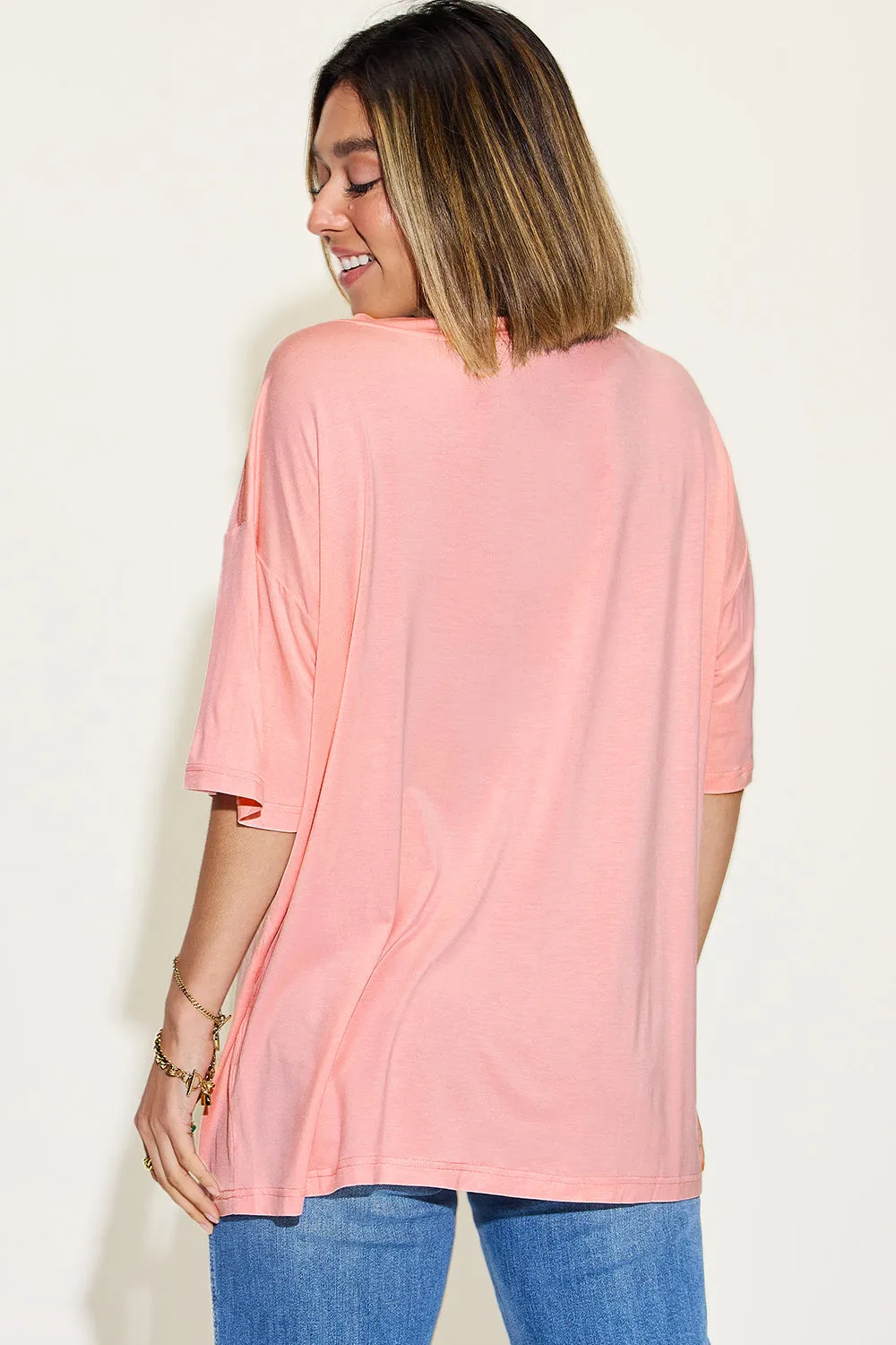 Full Size Bamboo V-Neck Drop Shoulder T-Shirt