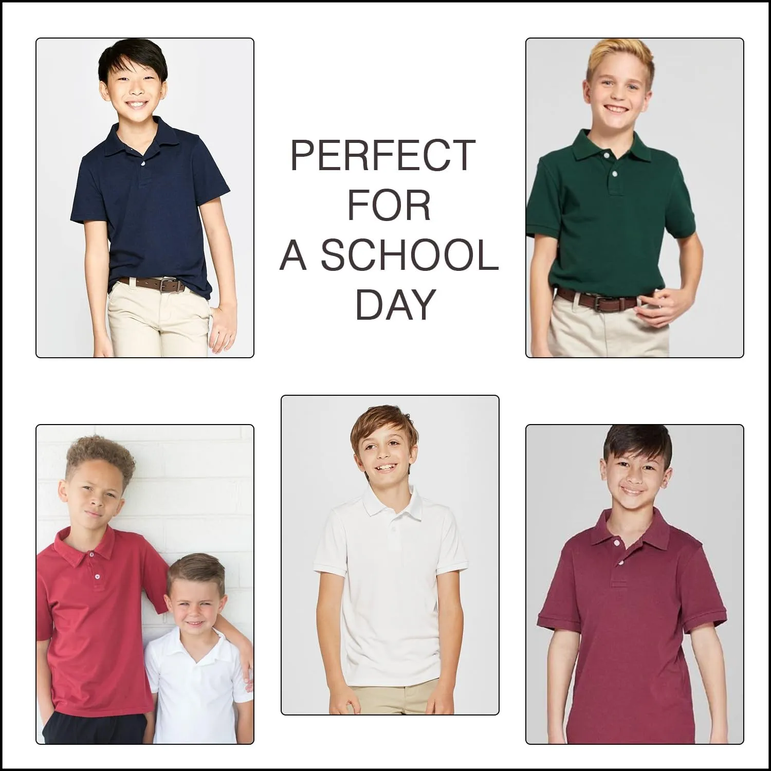 Galaxy by Harvic Boys Pique Polo T Shirt, Casual Cotton Blend Polo Short Sleeve for School Uniform, (XS-2XL)