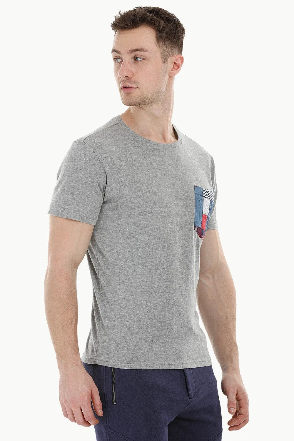 Grey Contrast Pocket T-Shirt