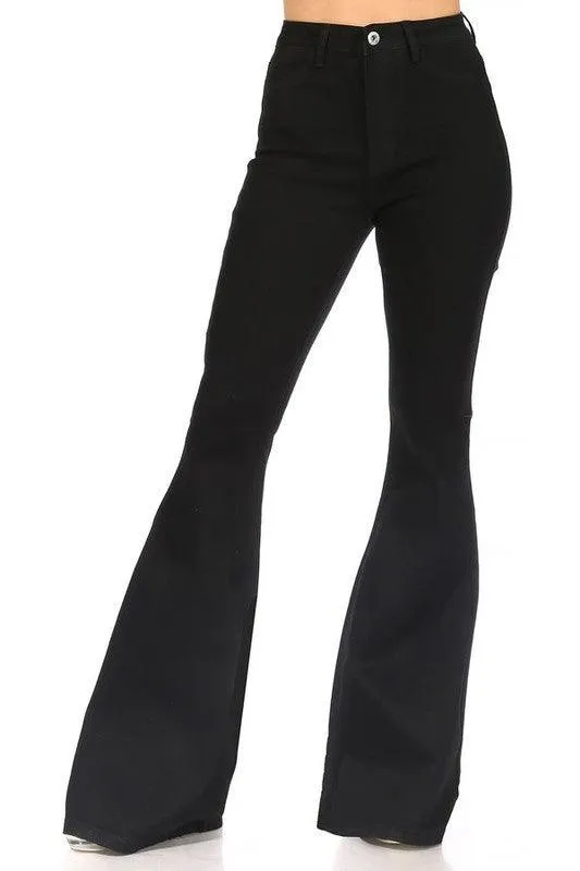 high waist stretch bell bottom jeans