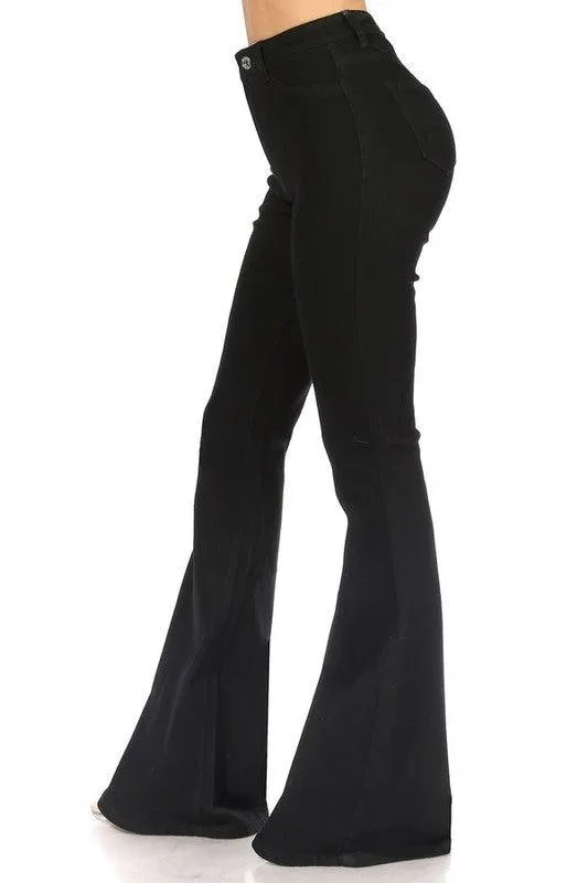 high waist stretch bell bottom jeans
