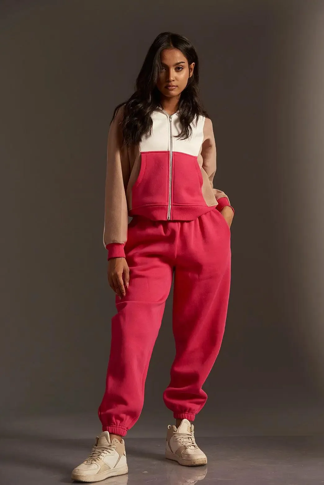 Homeist Colour Block Zipper Sweatshirt