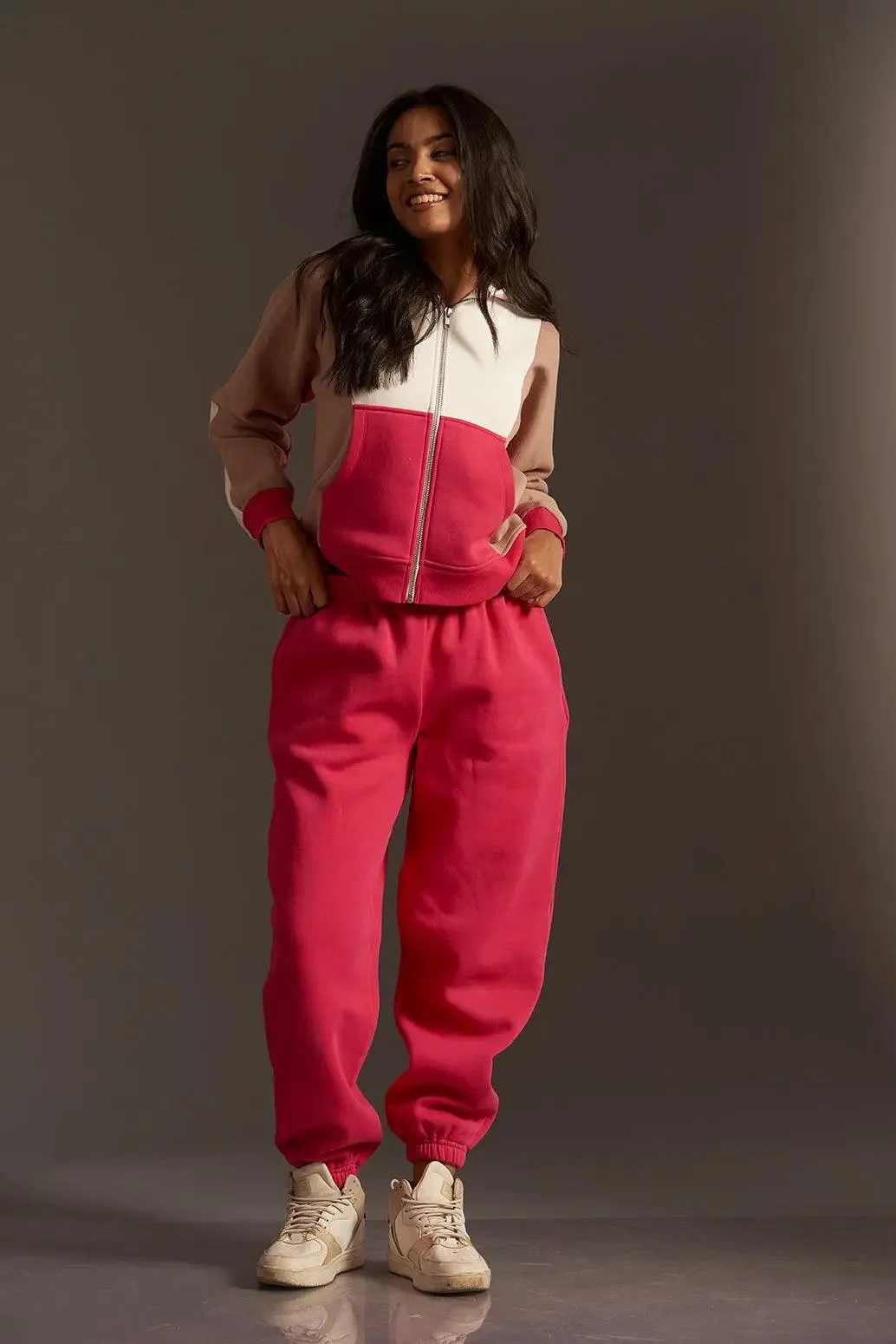 Homeist Colour Block Zipper Sweatshirt