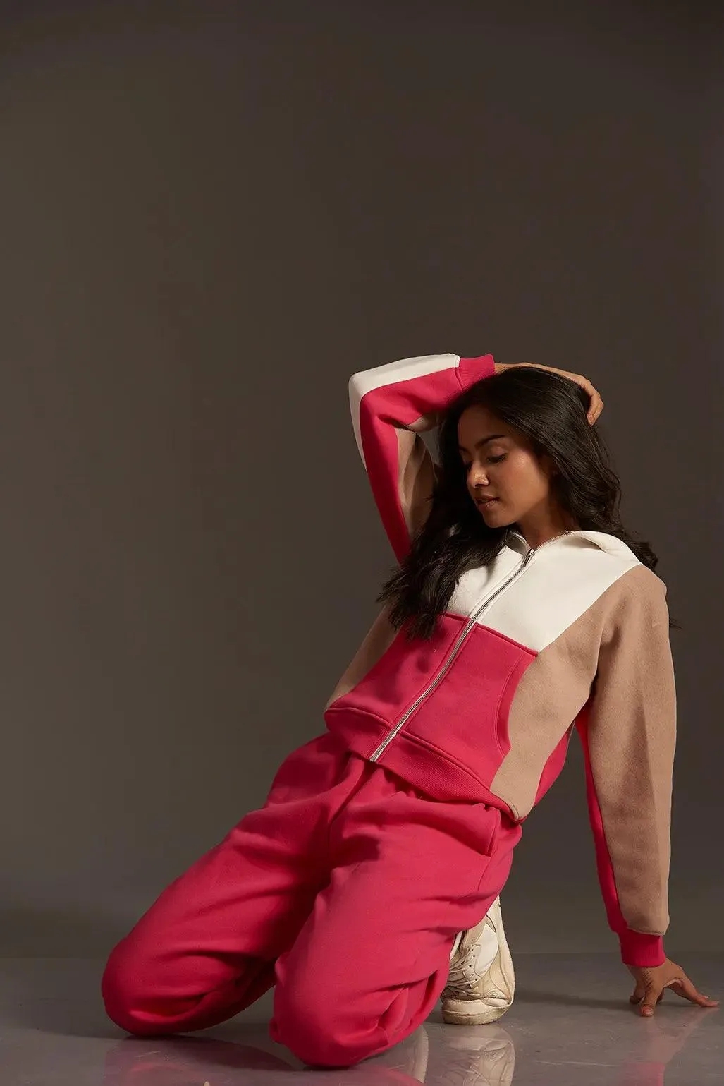 Homeist Colour Block Zipper Sweatshirt