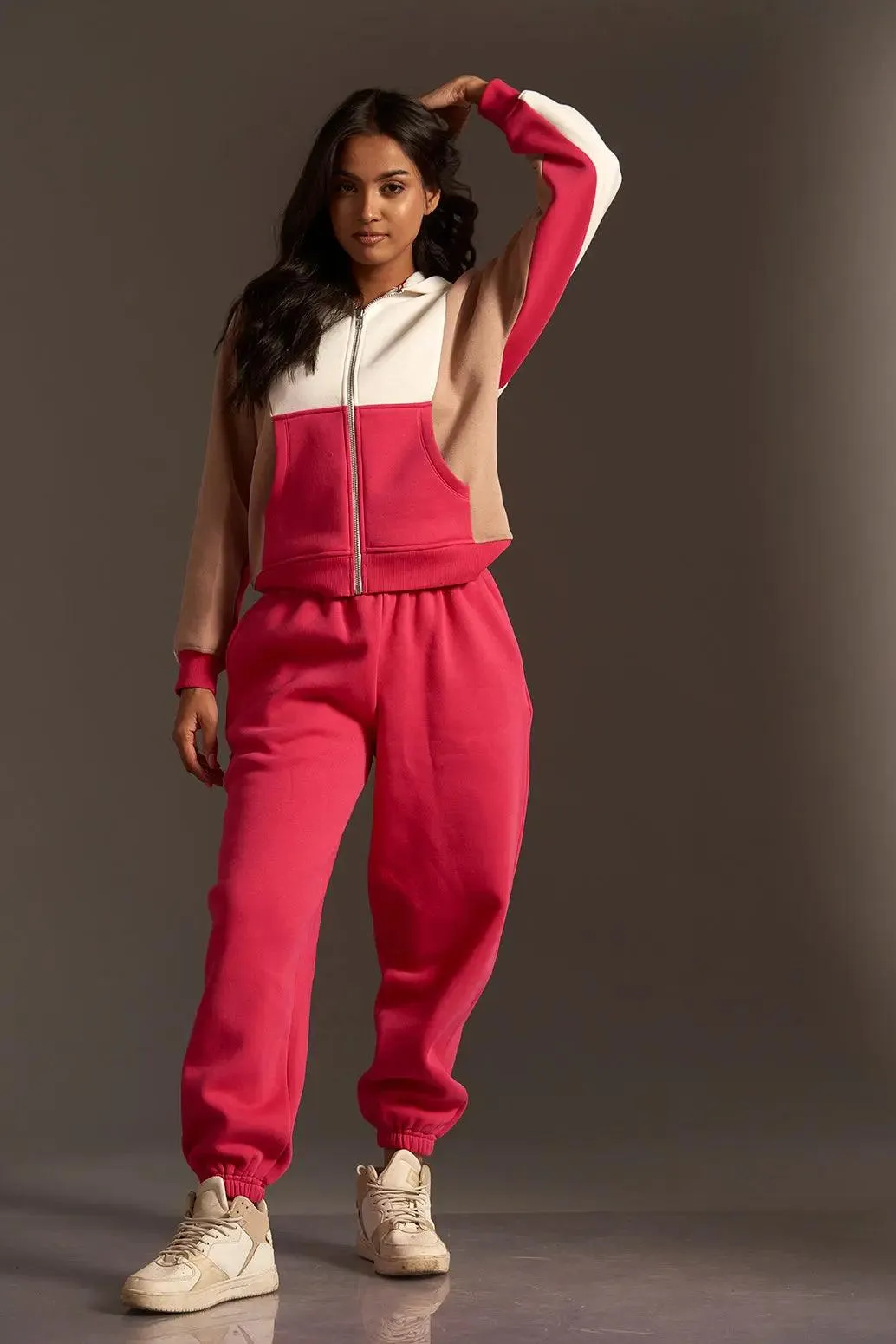 Homeist Colour Block Zipper Sweatshirt