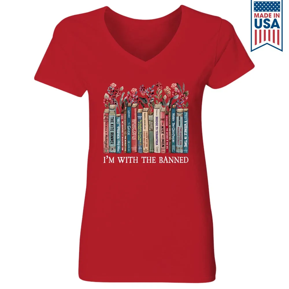 I'm With The Banned Book Lovers Gift Women's V-neck T-shirt TSVB546