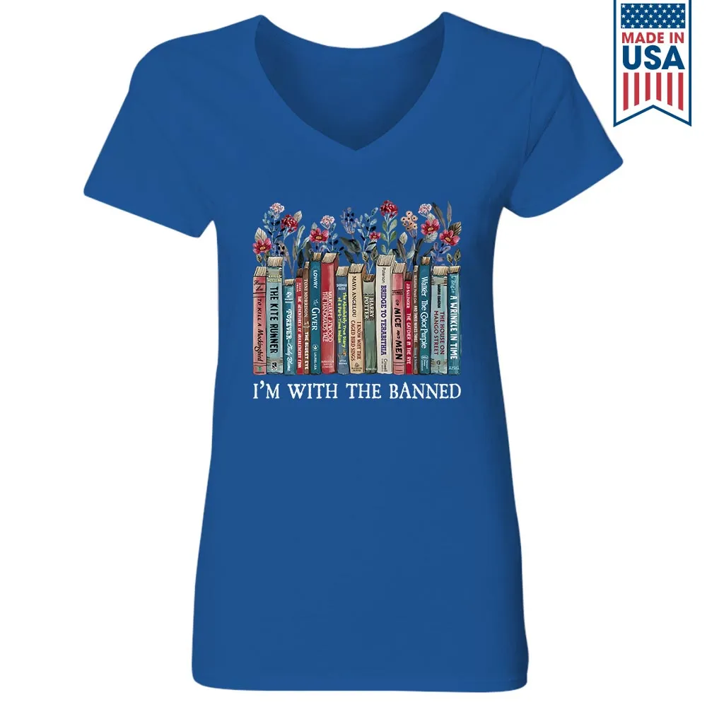 I'm With The Banned Book Lovers Gift Women's V-neck T-shirt TSVB546