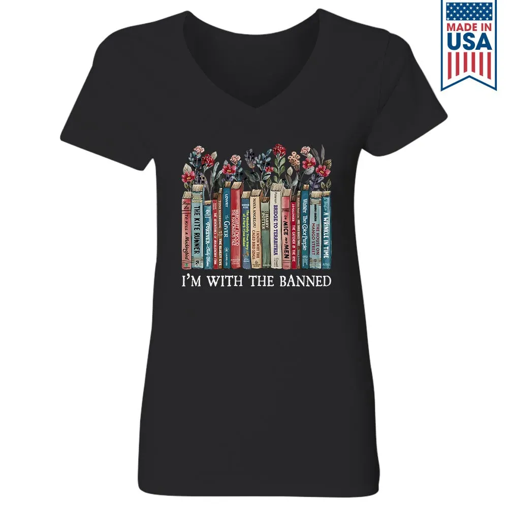 I'm With The Banned Book Lovers Gift Women's V-neck T-shirt TSVB546