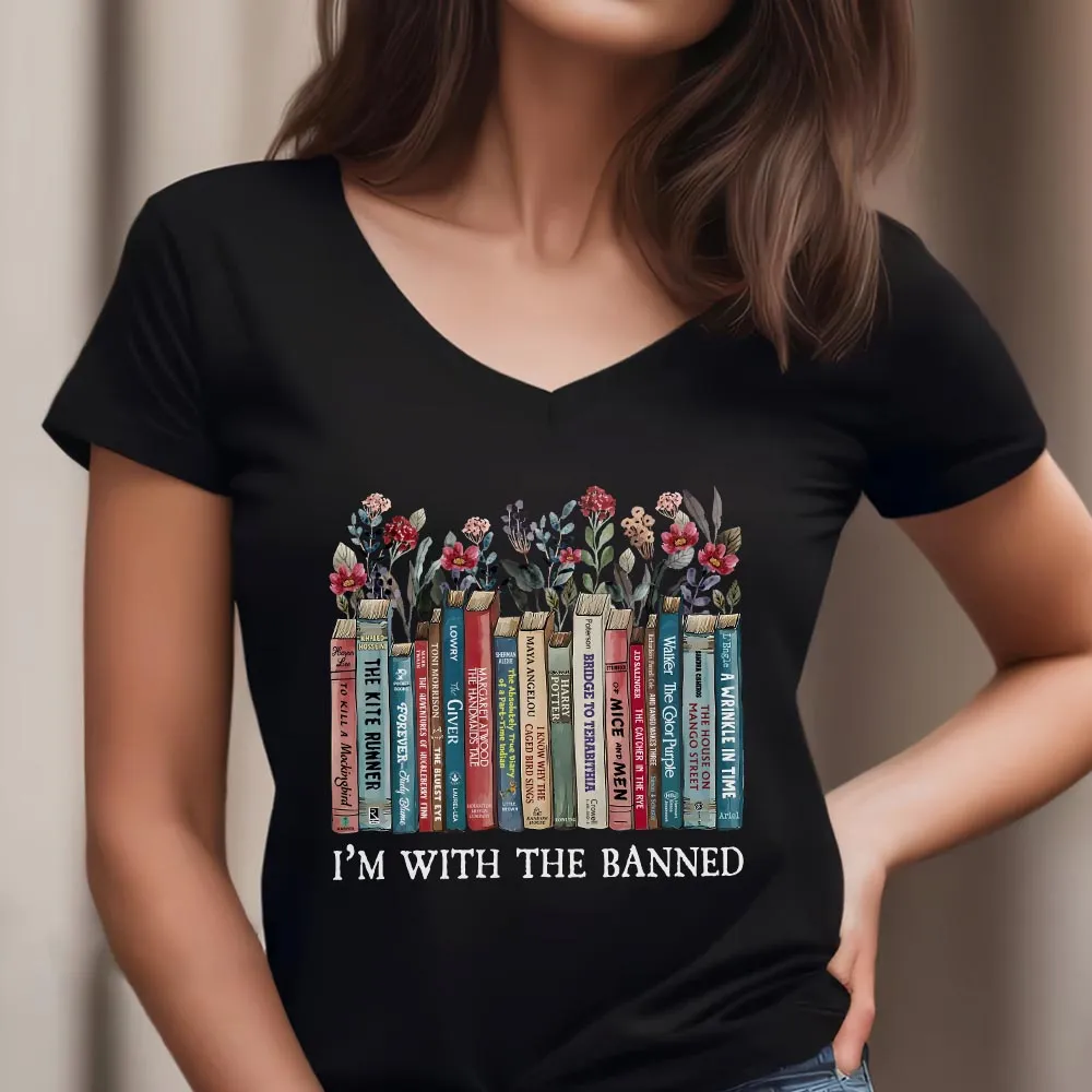 I'm With The Banned Book Lovers Gift Women's V-neck T-shirt TSVB546