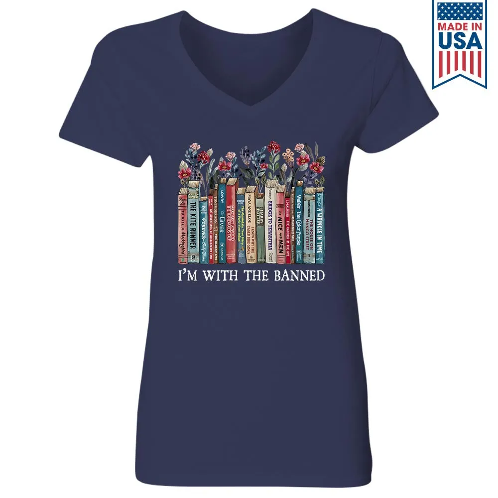 I'm With The Banned Book Lovers Gift Women's V-neck T-shirt TSVB546