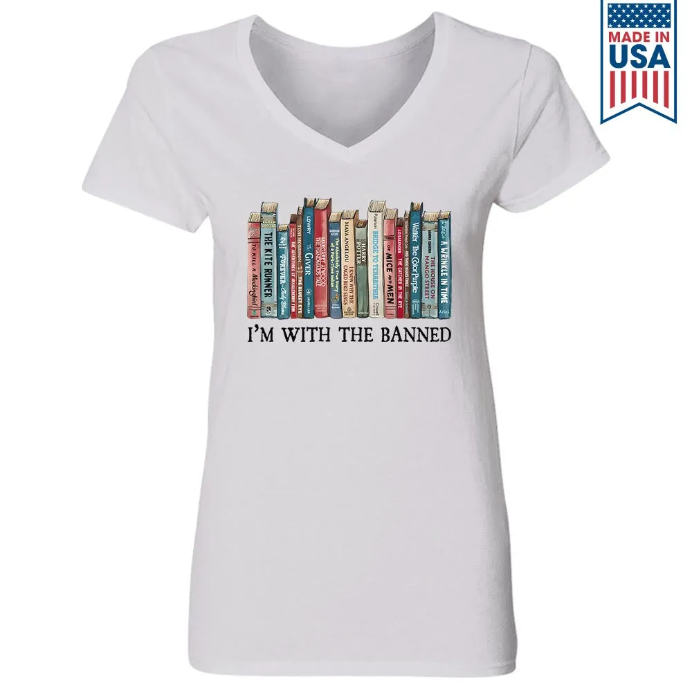 I'm With The Banned Book Lovers Gift Women's V-neck T-shirt TSVW537