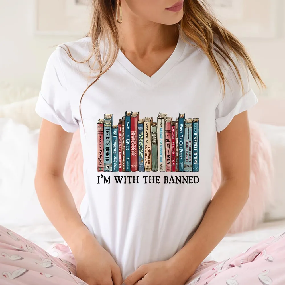 I'm With The Banned Book Lovers Gift Women's V-neck T-shirt TSVW537