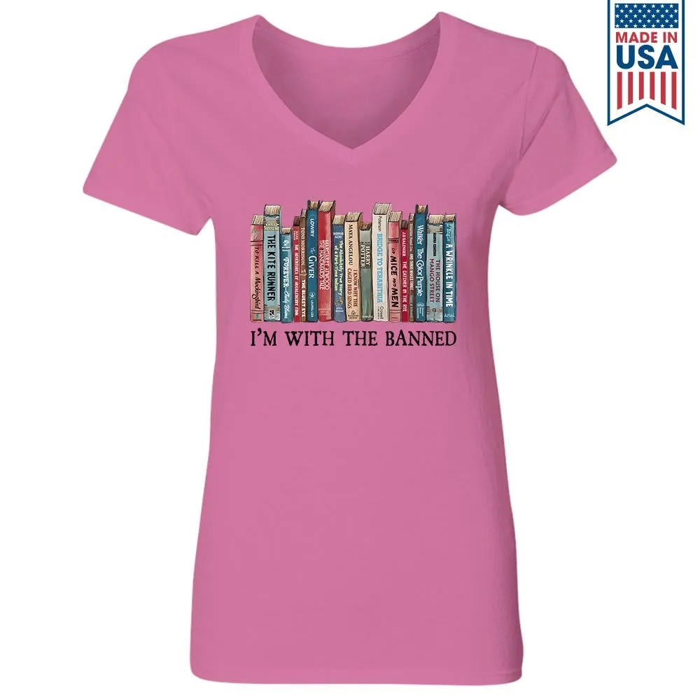 I'm With The Banned Book Lovers Gift Women's V-neck T-shirt TSVW537