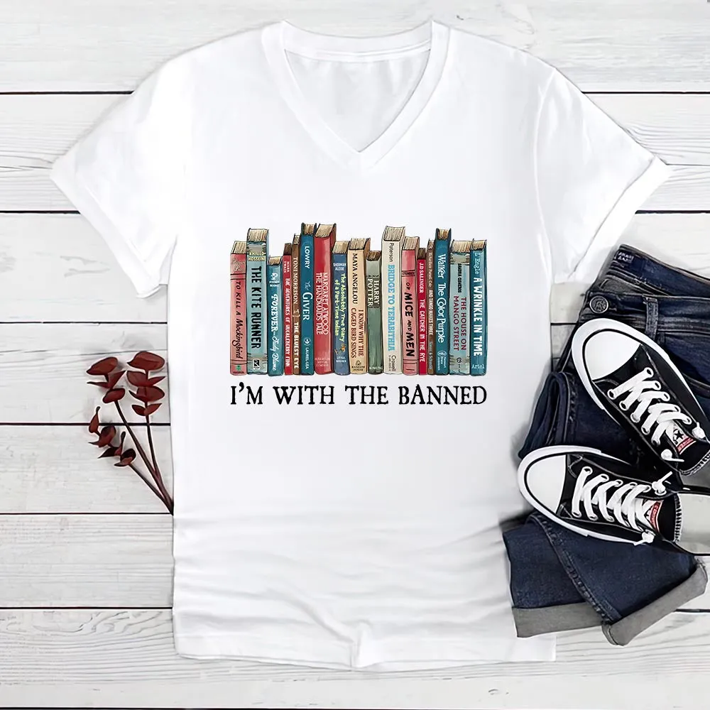 I'm With The Banned Book Lovers Gift Women's V-neck T-shirt TSVW537