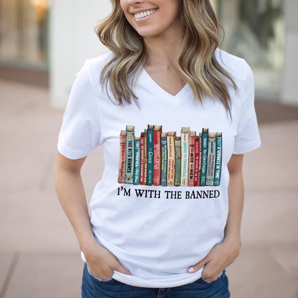 I'm With The Banned Book Lovers Gift Women's V-neck T-shirt TSVW537