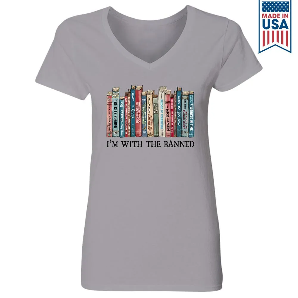 I'm With The Banned Book Lovers Gift Women's V-neck T-shirt TSVW537