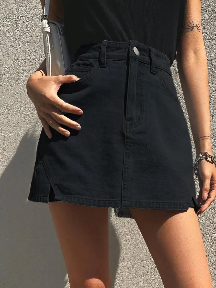 Jean Skorts for Woman Trendy High Waisted Stretchy Y2k Mini Skirt Denim Shorts Skort