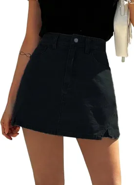 Jean Skorts for Woman Trendy High Waisted Stretchy Y2k Mini Skirt Denim Shorts Skort