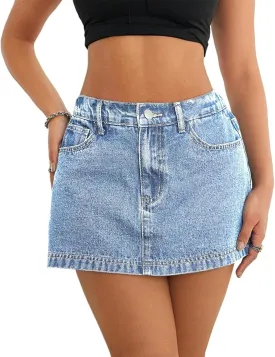 Jean Skorts for Woman Trendy High Waisted Stretchy Y2k Mini Skirt Denim Shorts Skort