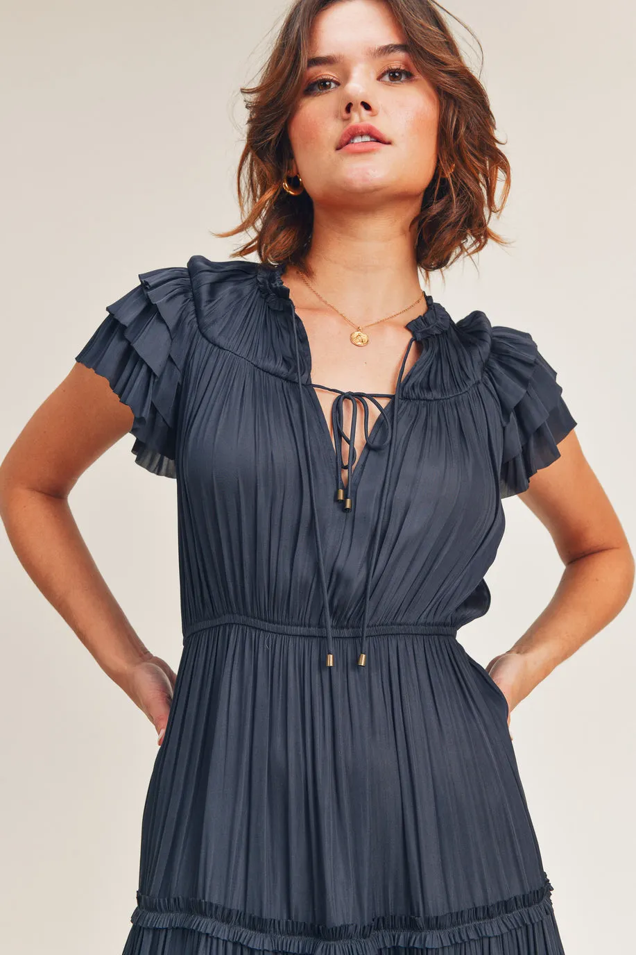 Kianna Ruffle Dress Navy