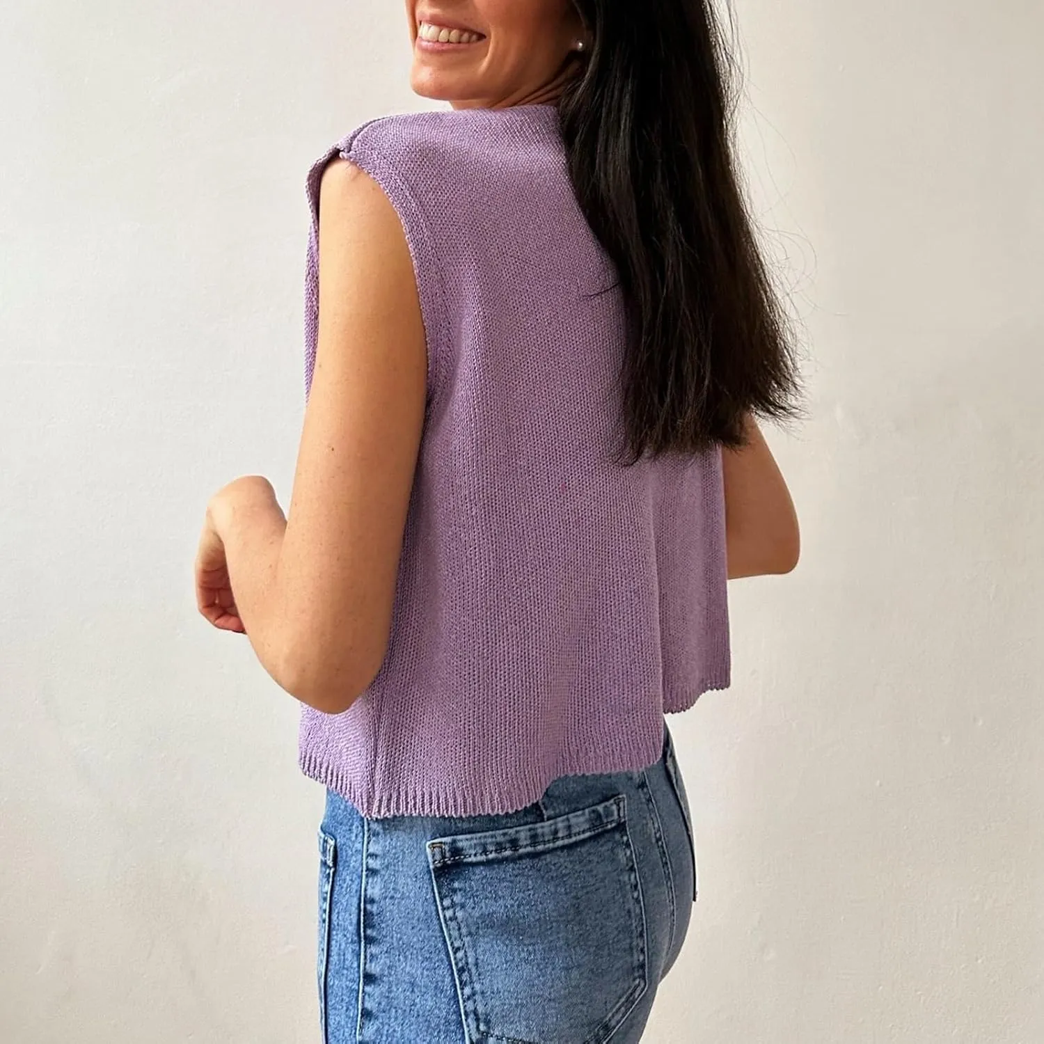Knit Sweater Vest for Women V Neck Button Down Sleeveless Crop Knit Cardigan Open Front Sweater Vest Going Out Top