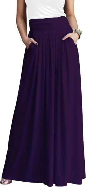 KOH KOH Womens Long Flowy Cute Modest High Waist Floor Length Pockets Maxi Skirt