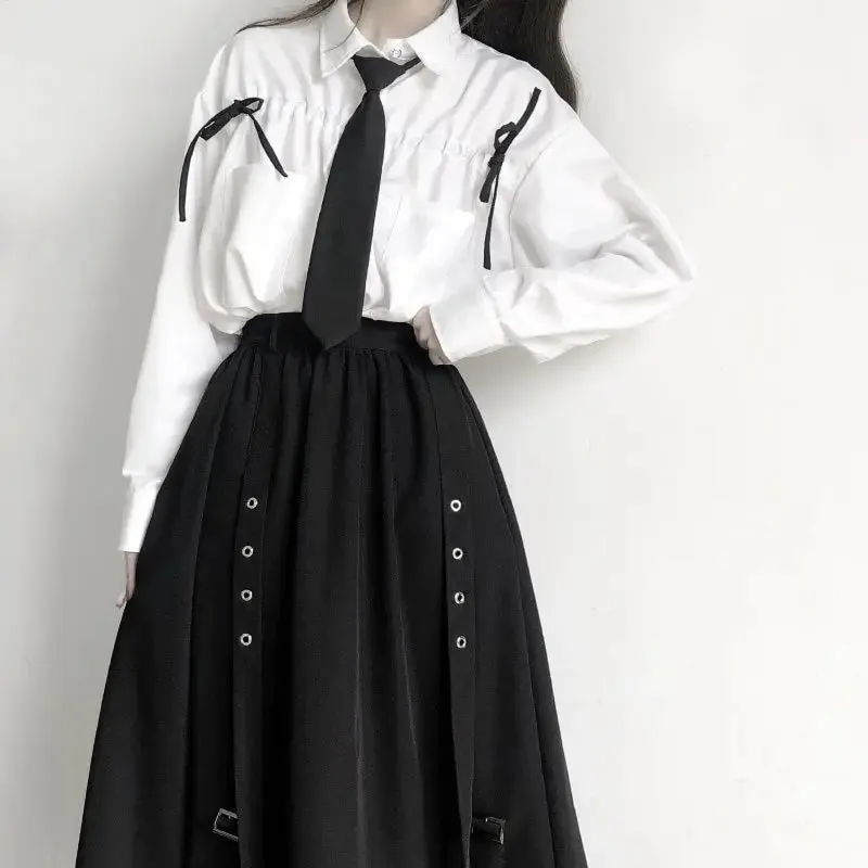 Korean Style Dark Gothic Ruffle Skirt