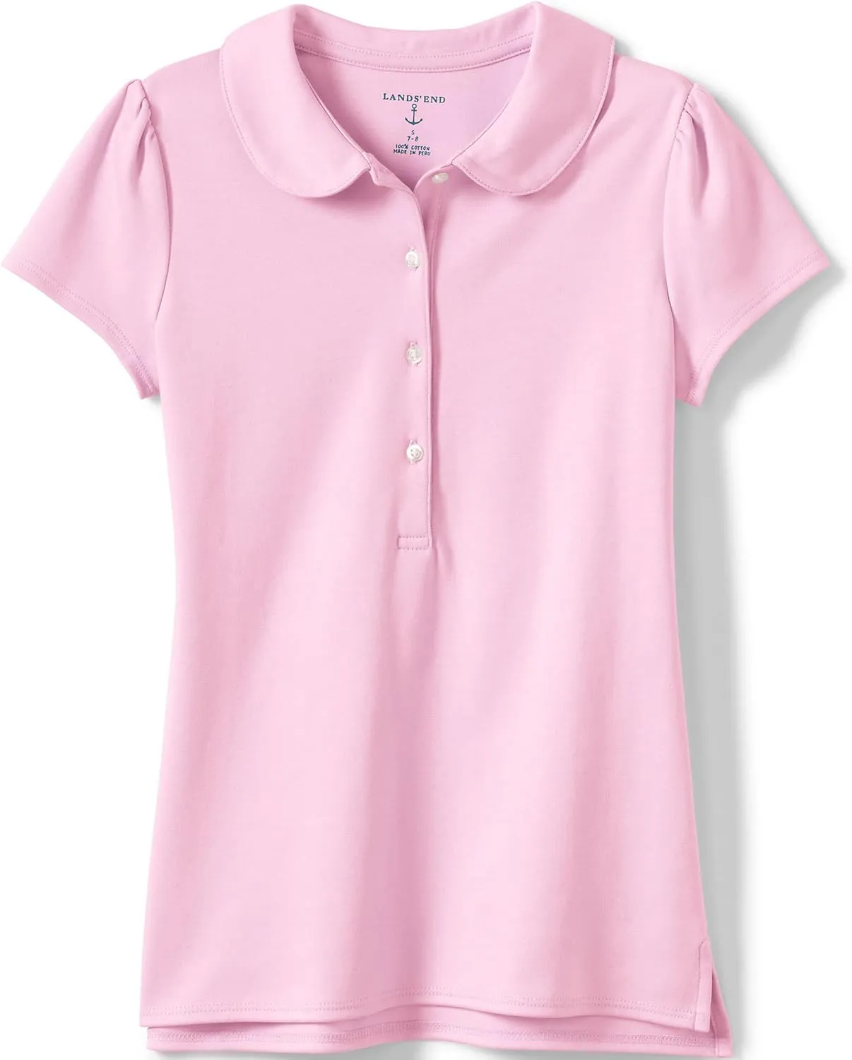 Lands' End School Uniform Girls Short Sleeve Peter Pan Collar Polo Shirt