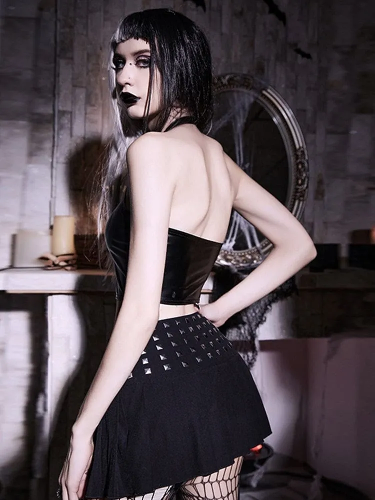 Latex Zip Up Cropped Tank Top