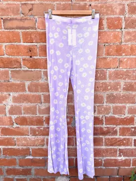 Lavender Daisy Mesh Bell Bottom Leggings