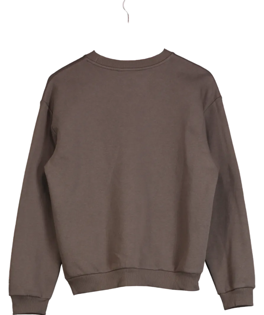lipsy london Brown Embroidered Round Neck Sweatshirt UK 10