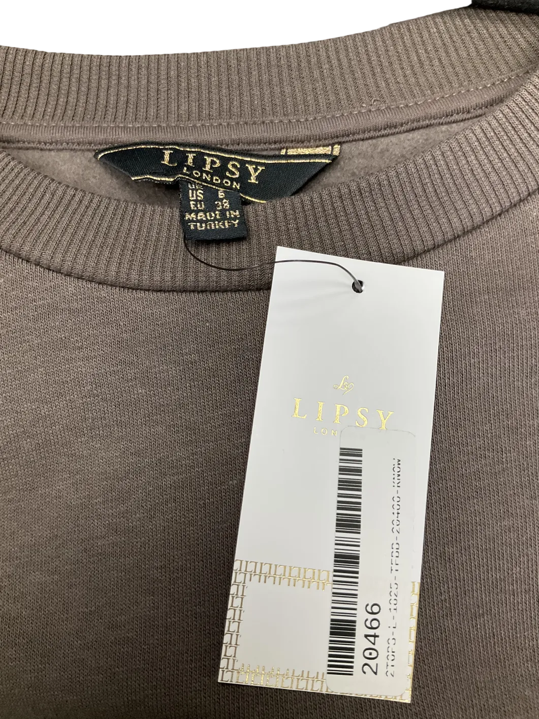 lipsy london Brown Embroidered Round Neck Sweatshirt UK 10