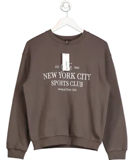 lipsy london Brown Embroidered Round Neck Sweatshirt UK 10