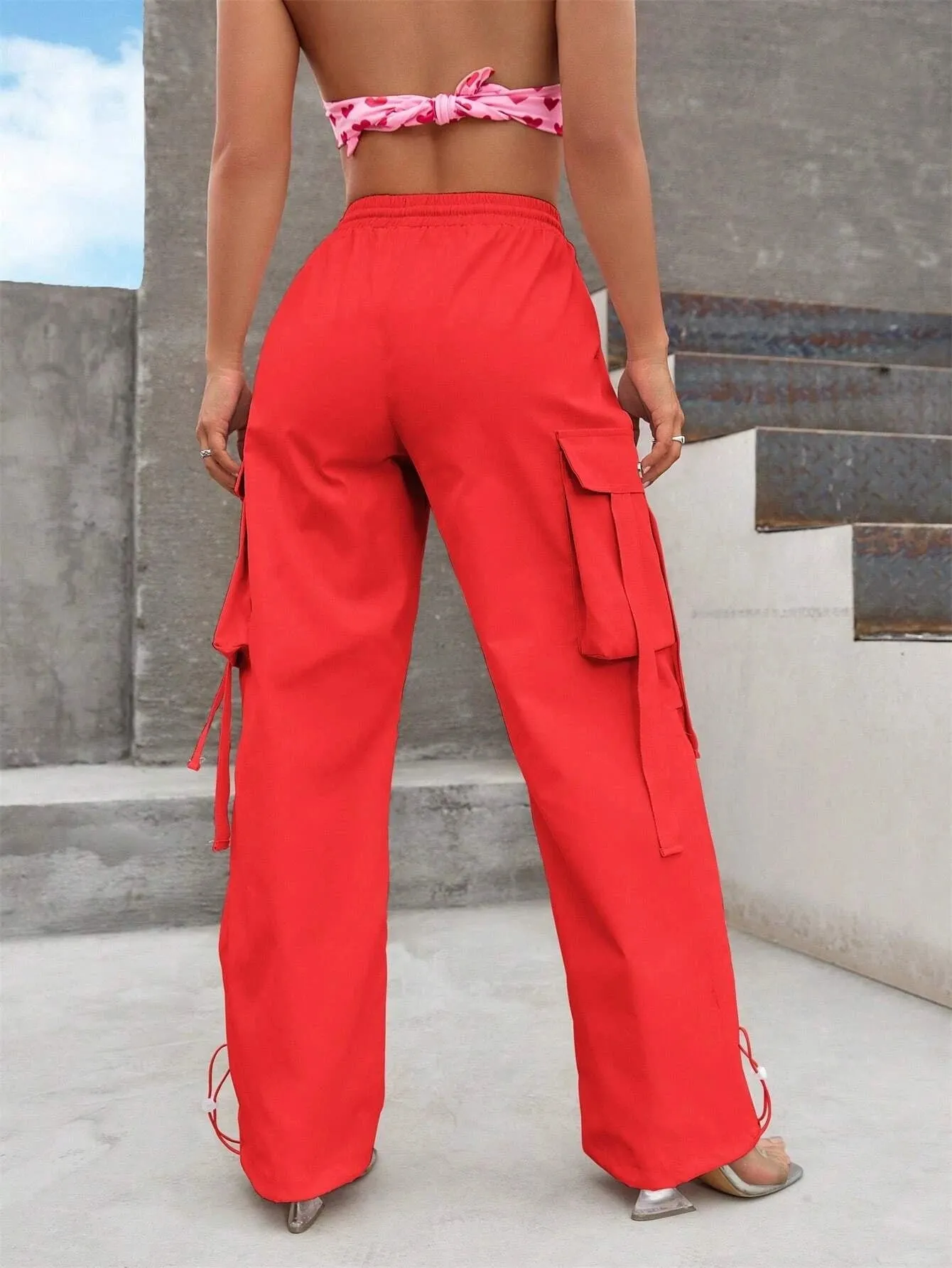 Loose Drawstring Parachute Pant