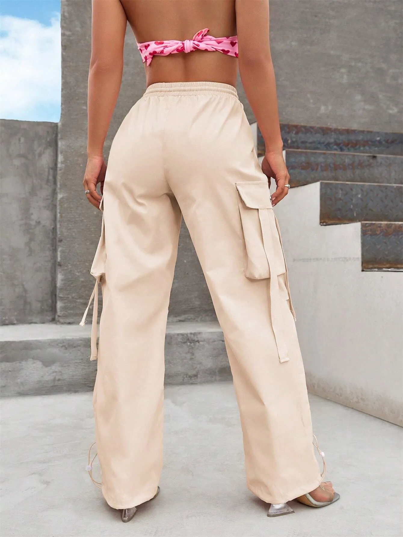 Loose Drawstring Parachute Pant