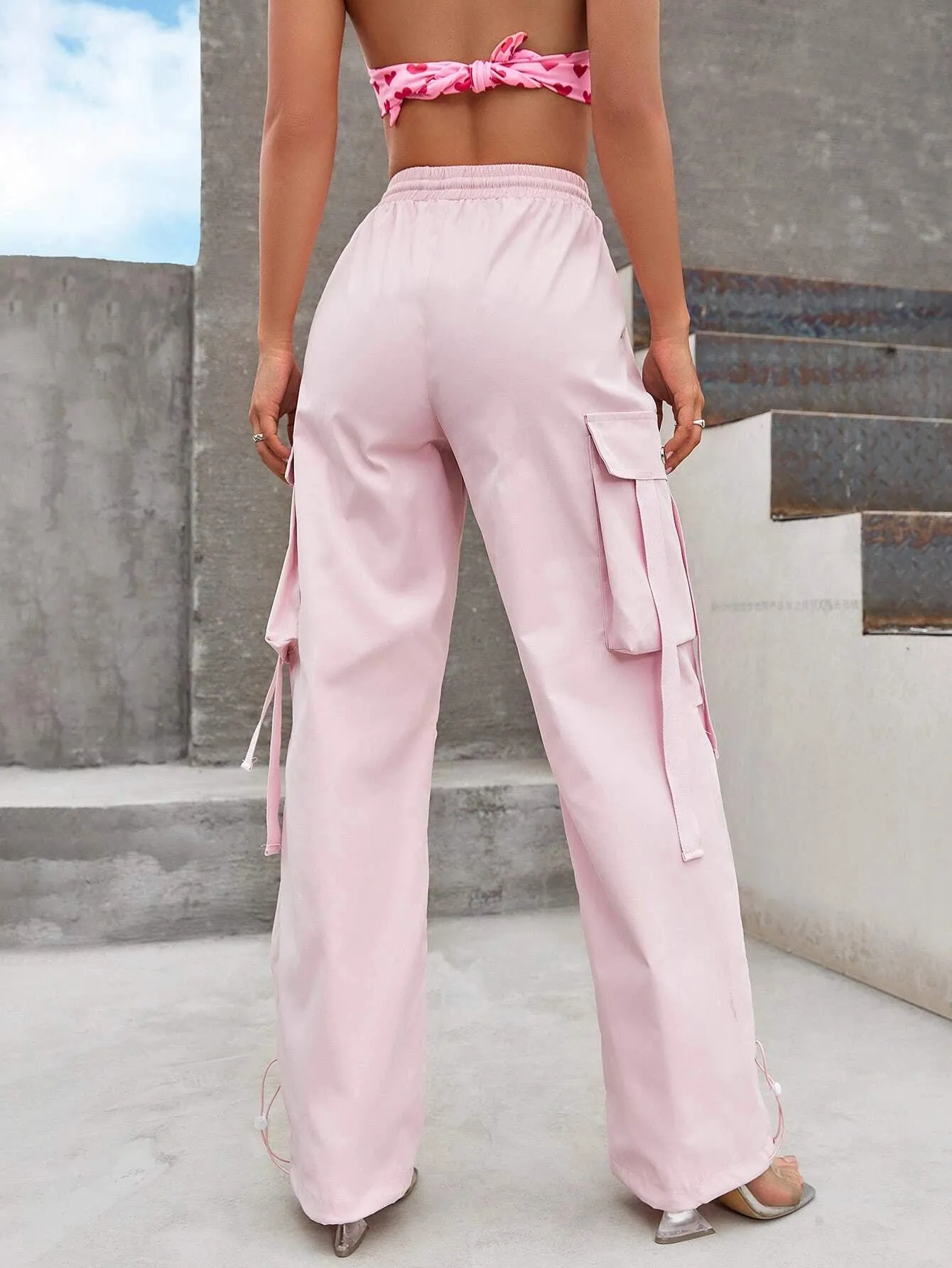 Loose Drawstring Parachute Pant