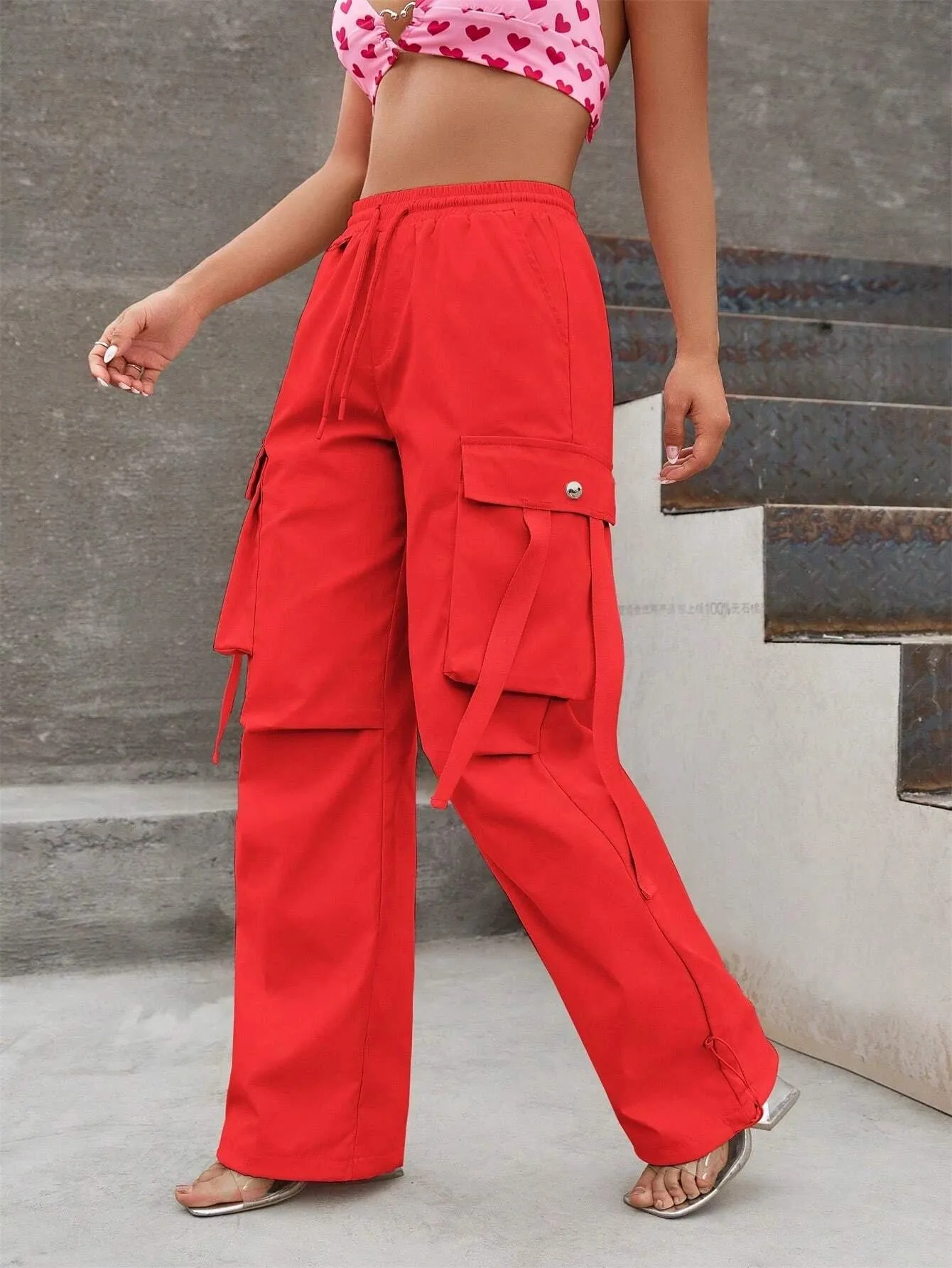 Loose Drawstring Parachute Pant
