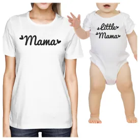 Mama & Little Mama White Mom and Baby Girl Couple T Shirt Onesie