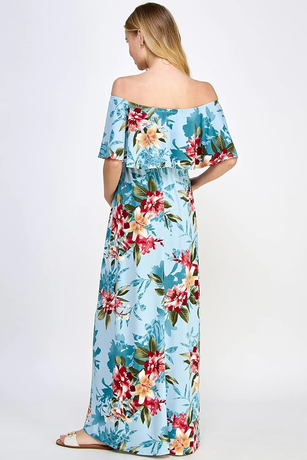 Maternity Dress Off Shoulder Maxi Pregnant Women Baby Shower Photoshoot