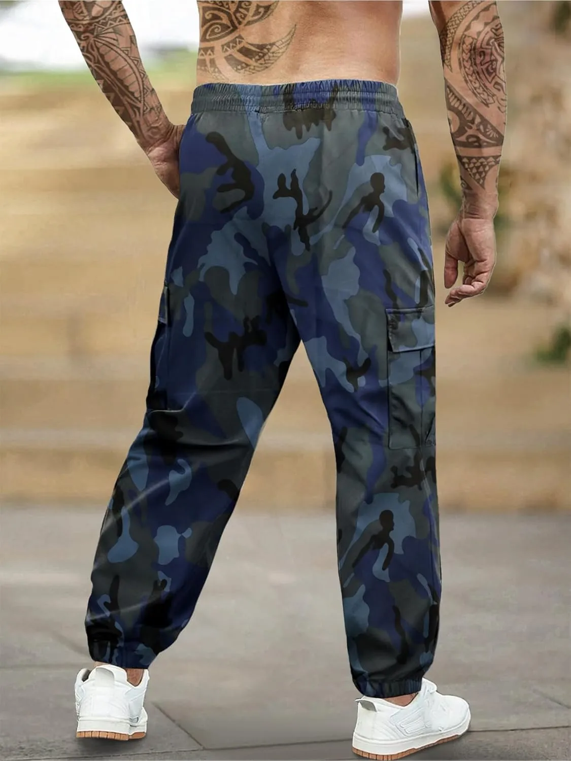 Men's Camo Jogger Pants Military Army Combat Cargo Pants Leg-Bound Tapered Casual Camouflage Tactical Pants