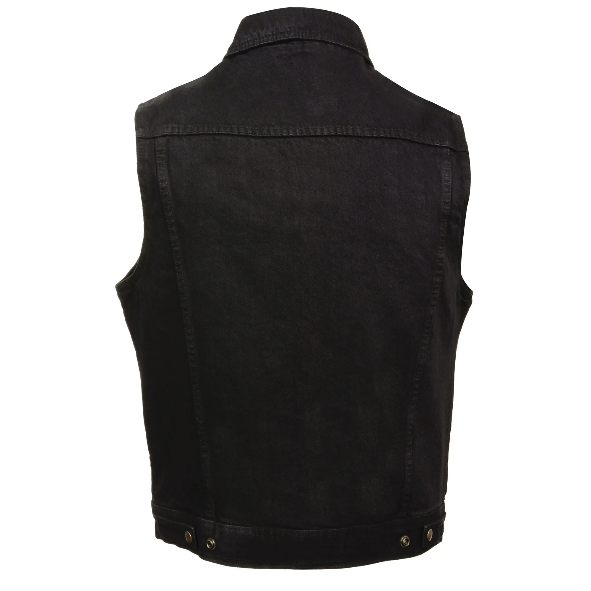 Men’s Snap Front Denim Vest w/ Shirt Collar