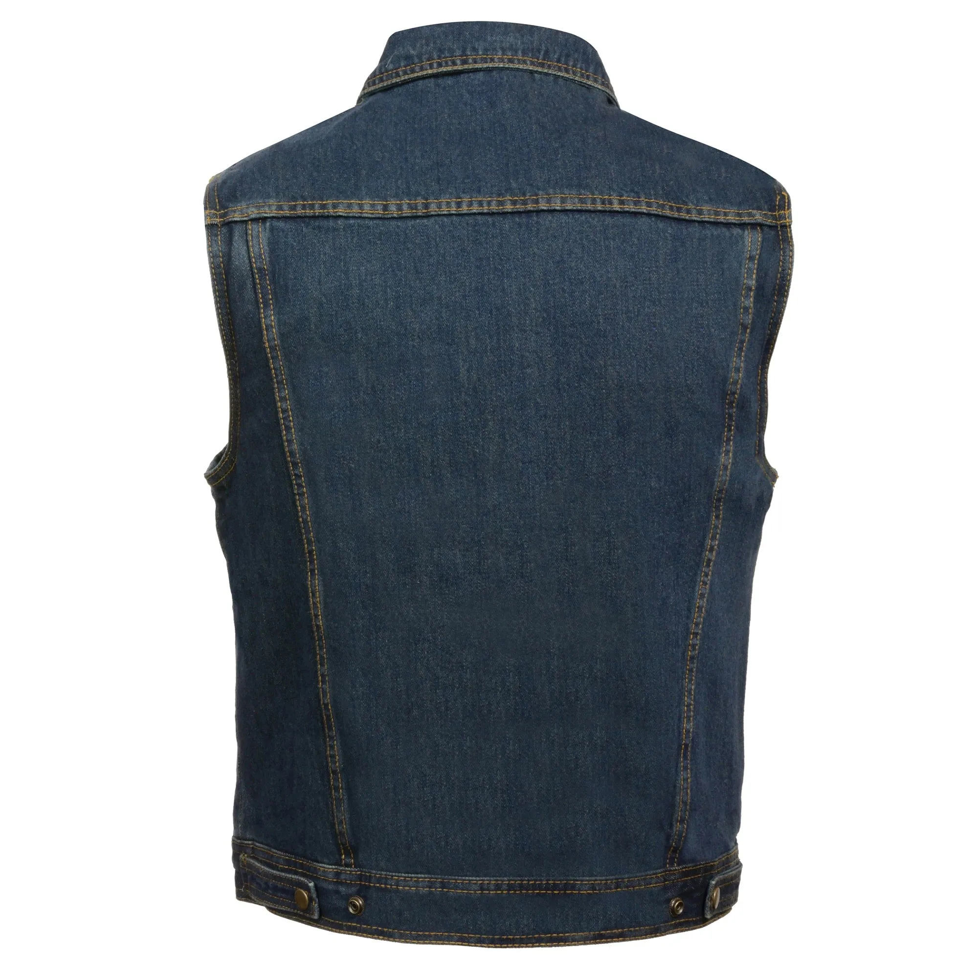 Men’s Snap Front Denim Vest w/ Shirt Collar