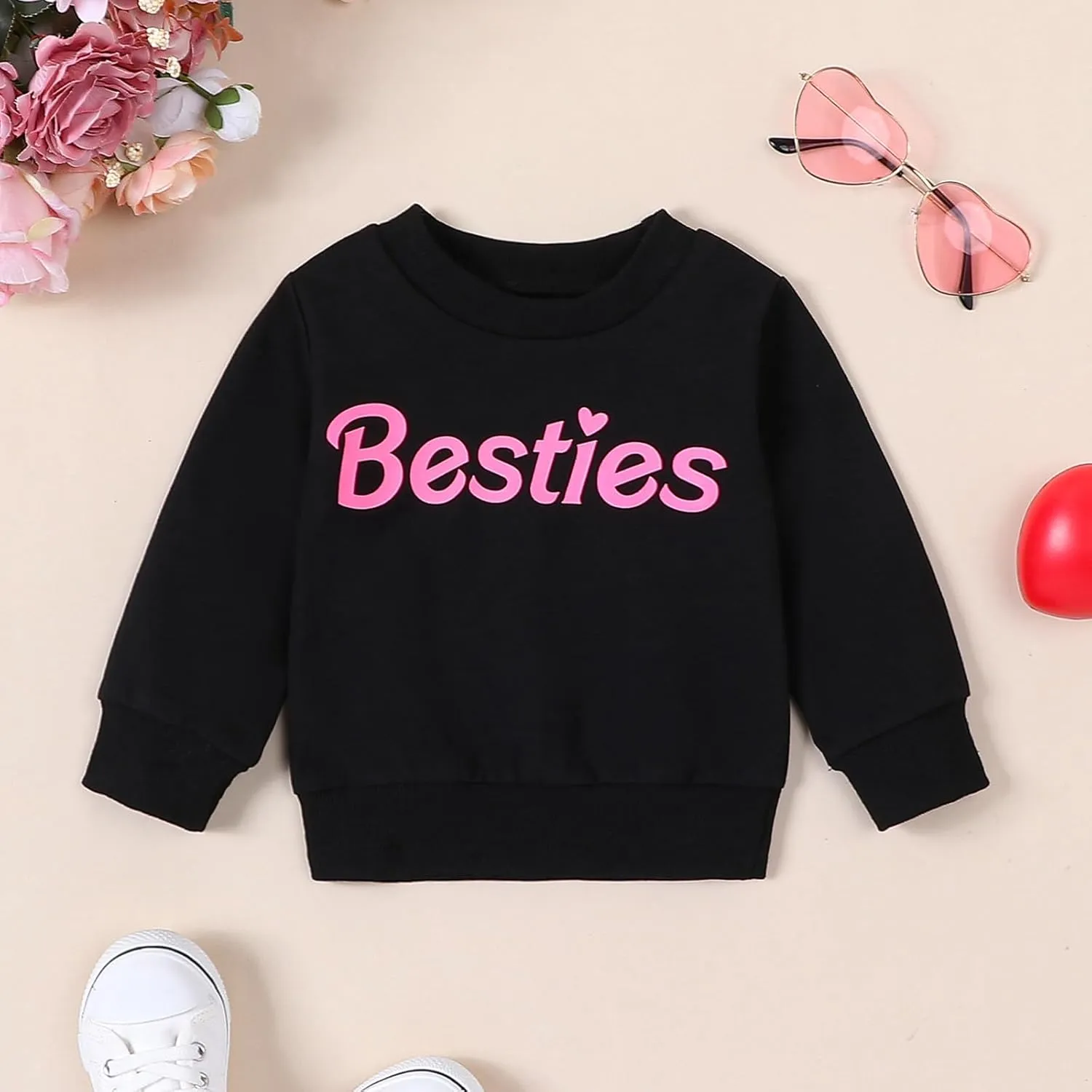 Mommy and Me Letter Print Matching Family Outfits Long Sleeve Crewneck Casual Sweatshirt T-Shirt