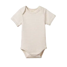NATURE BABY - SHORT SLEEVE BODYSUIT: LILAC PINSTRIPE