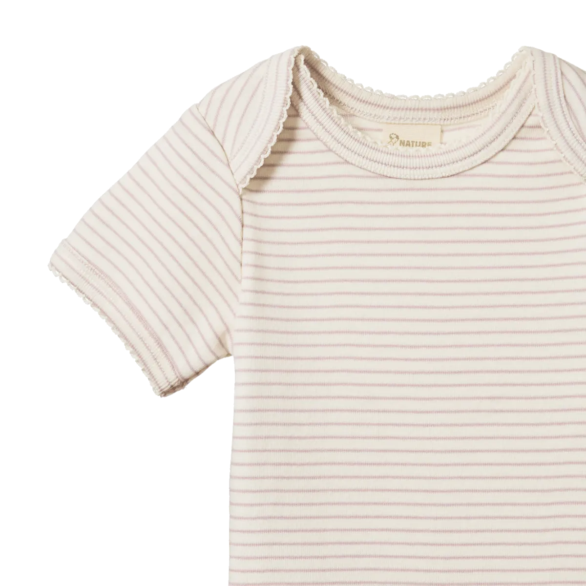NATURE BABY SHORT SLEEVE BODYSUIT LILAC PINSTRIPE